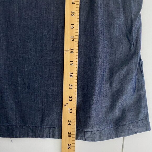 Banana Republic Blue Chambray Cold Shoulder Top Size M Petite Short Sleeve - Picture 9 of 10